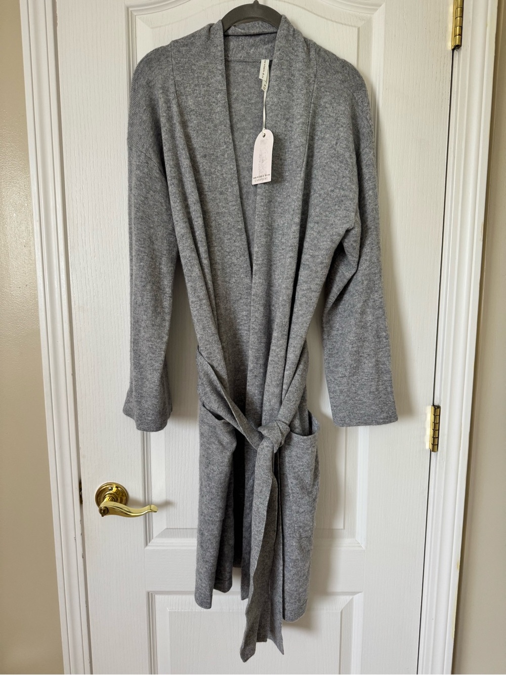 Van Winkle & Co 100% Cashmere Heather Gray Belted Robe NWT Medium